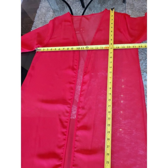 SHEIN Kimono Solid Red Polyester 3/4 Sleeve Open Front Knee Length Dress Size XL - Picture 7 of 9